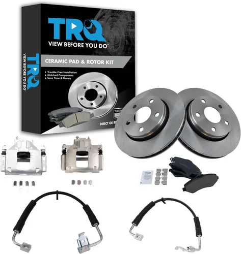 Vista 22 de TRQ Juego de pastillas de freno delanteras y rotores de cerámica, pinzas, mangueras, compatibles con Honda Odyssey 2005-2010