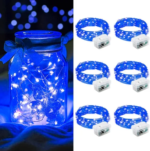 Vista 40 de AIKEI Paquete de 12 luces LED de hadas que funcionan con pilas, guirnaldas de luces impermeables de 7 pies, 20 luces LED de luciérnagas estrelladas