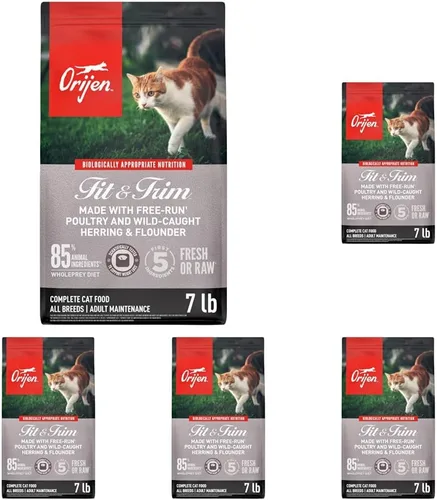 Vista 21 de Orijen Fit Trim Biológicamente adecuado comida para gatos, 4 lb bolsa Hecha de fresco y divertido chicle TURKEY, NEST-LAID EGGS & WILD-CAUGHT FISH.