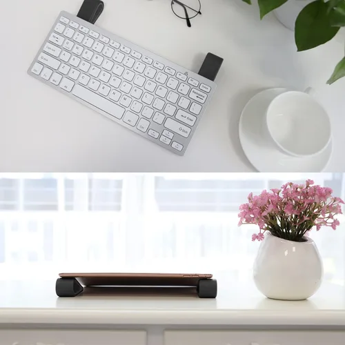 Vista 4 de MoKo Soporte universal para teclado de computadora portátil/computadora, [4] antideslizante de silicona inclinable con cuña elevadora estable, Negro