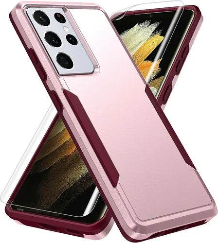 Vista 9 de Funda para Samsung Galaxy S21 Ultra, S21 Ultra con protector de pantalla, [probada contra caídas de grado militar], resistente, resistente, a prueba