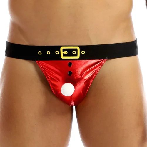 Vista 2 de Loloda Tangas de terciopelo sexy para hombre de Papá Noel