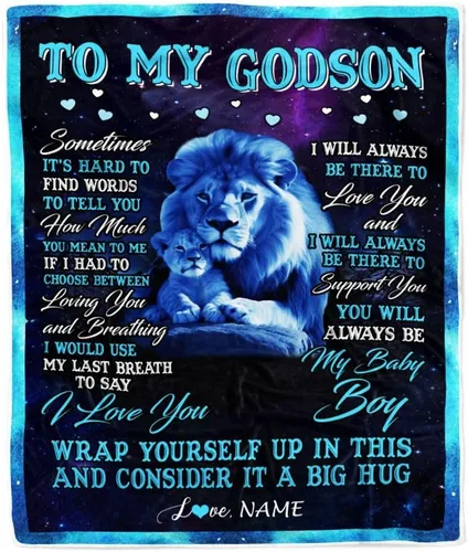 Vista 35 de Manta personalizada con texto en inglés «To My Godson», de Godmother Godmother Wolf Moon, My Love for You is Forever Godson Birthday Christmas