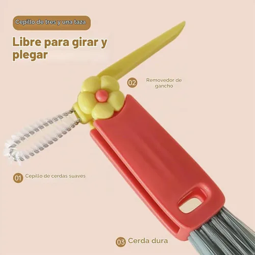 Vista 4 de Cepillo de limpieza de tapa de taza 3 en 1, cepillos de limpieza de cubierta de sellado 2025, cepillo de limpieza de grietas, cepillo limpiador