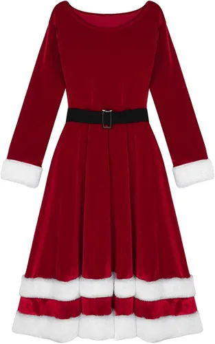 Vista 3 de dPois Conjunto de disfraces de terciopelo suave para mujer, disfraz de Papá Noel, disfraz de Navidad
