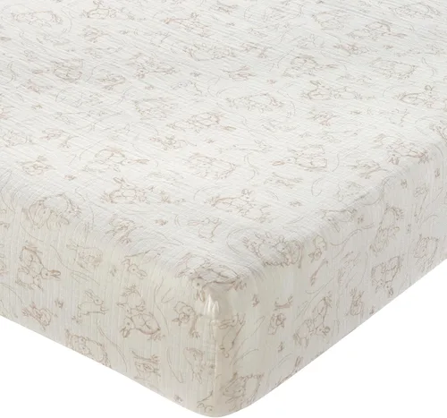 Vista 9 de Lambs & Ivy Signature Bunny Hop - Sábana bajera ajustable para cuna de algodón orgánico