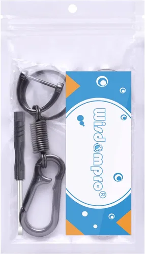Vista 8 de Wisdompro Paquete de 2 llaveros de aleación de zinc resistente, llavero de automóvil con anillo en D antipérdida, llavero y destornillador