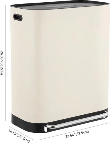 Vista 4 de happimess Beni - Cubo de basura doble de 16 galones, color beige Almendra
