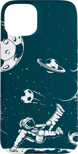 Vista 9 de Funda para iPhone 16 para teléfono de fútbol, amante del fútbol, jugador de fútbol espacial, funda de astronauta