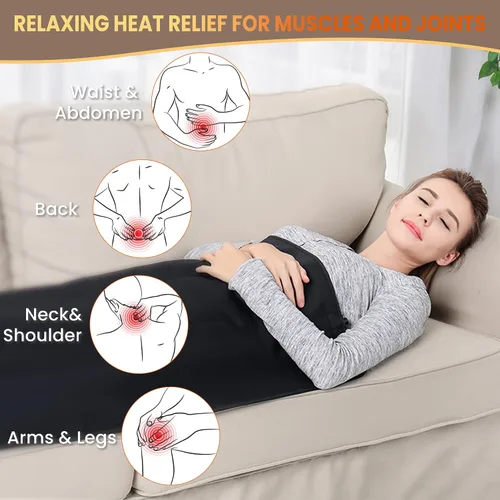 Vista 5 de Almohadilla térmica infrarroja para aliviar el dolor: calor de fibra de carbono, temporizador de 10 horas, almohadillas térmicas para terapia