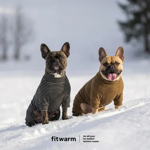 Vista 4 de Fitwarm Paquete de 2 pijamas de forro polar a rayas, ropa cálida de invierno para perros pequeños, niños y niñas, mameluco ligero para mascotas