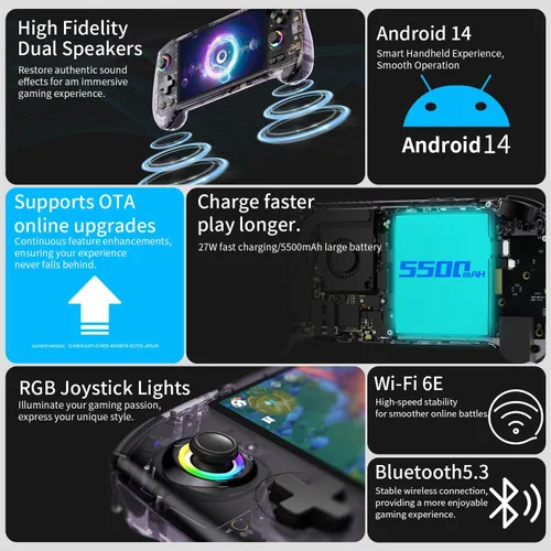 Vista 2 de GiipGoop RG557 Retro Handheld Game Console RG557 Android Handheld Console RG557 Retro Emulator, 5.48" AMOLED, Dimensity 8300, Android 14, WiFi 6E &