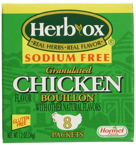 Vista 4 de Herb-Ox Bouillon Packets Caldo instantáneo y condimento sin sodio Caja de 1.1 oz (sin gluten)