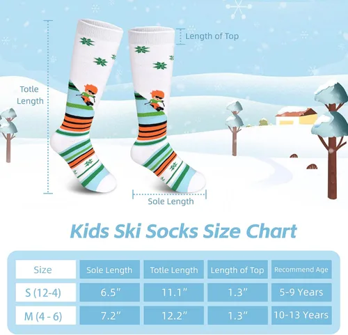 Vista 6 de ZHOOGE Calcetines de esquí para niños, 2 pares3 pares, calcetines de nieve para niños y niñas, calcetines térmicos cálidos de invierno para esquí al