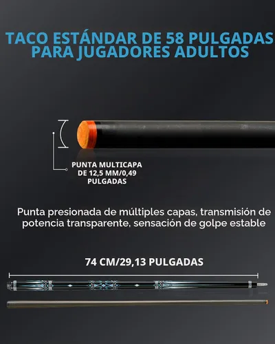 Vista 2 de KONLLEN 1.0 and 2.0 Carbon Pool Cue Series 1.0 Blue Smooth Grip