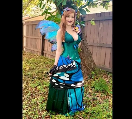 Vista 2 de Capa de alas de mariposa con máscara de hada para mujer, disfraz de Halloween