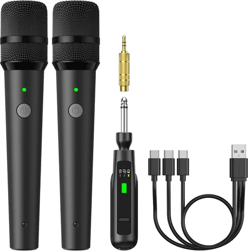 Vista 12 de Micrófono inalámbrico TONOR, sistema de micrófono de mano inalámbrico de metal UHF con receptor recargable, para karaoke, canto, fiesta, boda, DJ