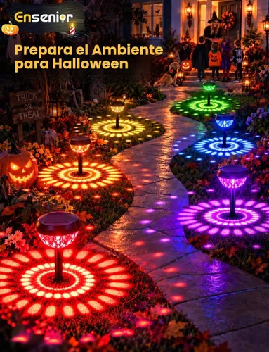 Vista 3 de Ensenior Luces solares que cambian de color para exteriores, paquete de 6 Blanco cálido