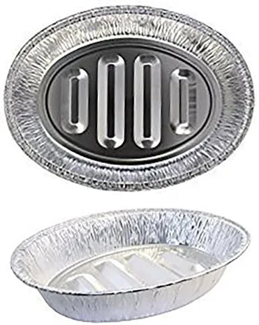 Vista 4 de 2 bandejas desechables de aluminio para pavo, contenedor de aluminio extra grande y resistente, forma ovalada para carne, pollo, asados, costillas