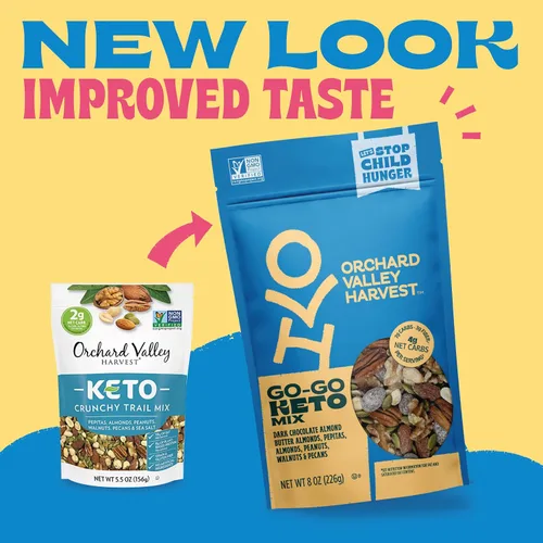 Vista 3 de Orchard Valley Harvest Go-Go Keto Mix, almendras de mantequilla de almendras de chocolate oscuro, cacahuetes, nueces y nueces, baja