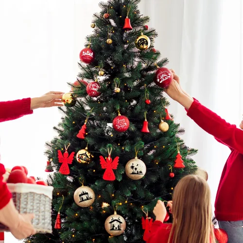 Vista 5 de 45 piezas de calcomanías UV con palabras de Navidad para decoración de bola de Navidad, calcomanías de letras de saludo inspiradas en vacaciones