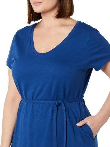 Vista 5 de Tienda Essentials Vestido midi de manga corta con cinturón para mujer