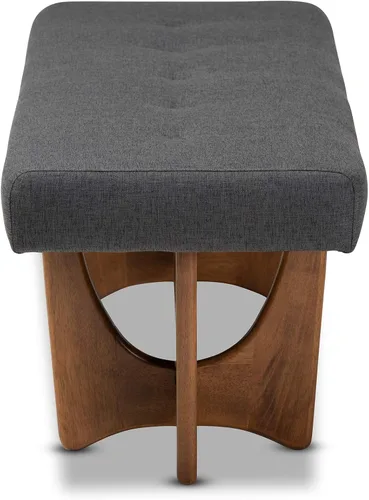 Vista 5 de Baxton Studio Bancos, talla única, gris oscuro/nogal Gris oscuro/marrón nogal