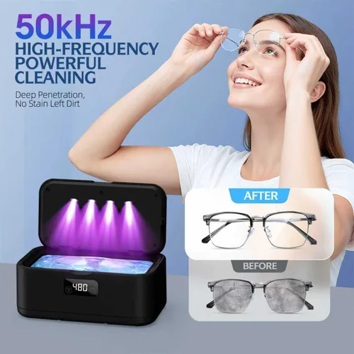 Vista 2 de Limpiador ultrasónico de joyas, limpiador de joyas de 50 Khz, máquina ultrasónica para joyas, anteojos, anillos, correa de reloj, dentaduras, tanque