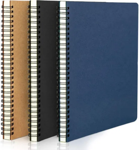 Vista 23 de EUSOAR Cuaderno con rayas en espiral, tamaño A5, paquete de 3 unidades, 5.5 x 8.3 pulgadas, 120 páginas, cuadernos de escritura de viaje, cuaderno