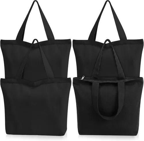 Vista 16 de Epakh Paquete de 4 bolsas de lona a granel con cremallera, 16.5 x 13 Beige