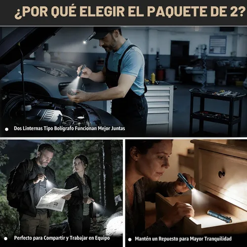 Vista 8 de EverBrite Paquete de 2 mini bolígrafos ligeros, linterna recargable para Azul profundo - 2