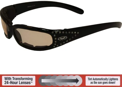 Vista 3 de Global Vision Marilyn 3 - Gafas de montar con diamantes de imitación fotocromáticos con oscurecimiento automático, protección UV400 ANSI Z87.1
