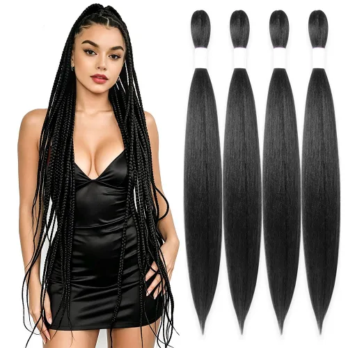Vista 82 de Cabello trenzado burdeos, 10 pulgadas, 4 paquetes Cabello preestirado, trenzas de ganchillo cortas y rectas, textura Yaki, fibra sintética