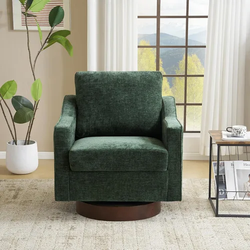 Vista 15 de VINGLI Silla giratoria moderna de estilo mitad de siglo, sillón tapizado 360°, sofá para el hogar con brazos de seguimiento para sala de estar