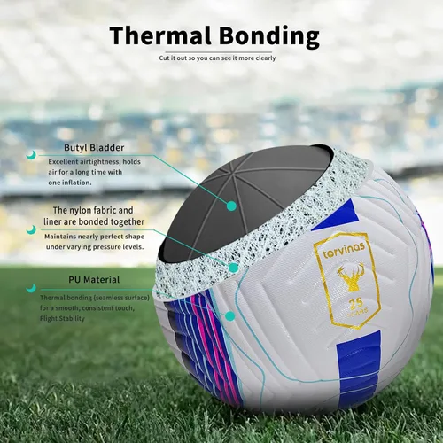 Vista 3 de Balón de fútbol tamaño 5,4 – Piel sintética impermeable con unión térmica, entrenamiento profesional y pelota de partido para jóvenes y adultos