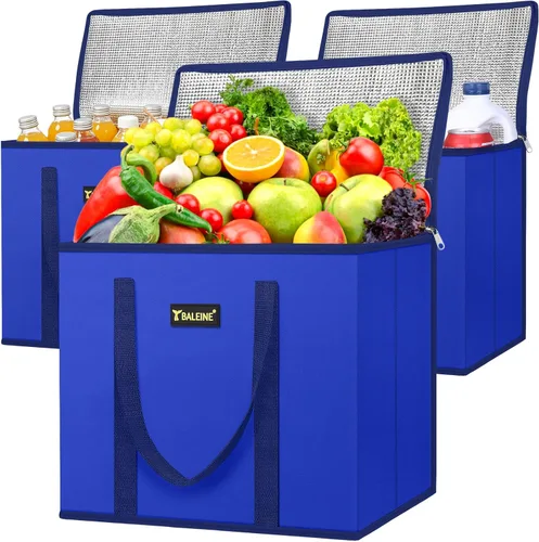 Vista 40 de BALEINE 1 paquete de bolsas reutilizables para comestibles, bolsas de compras plegables para comestibles con parte inferior reforzada y asas Follaje