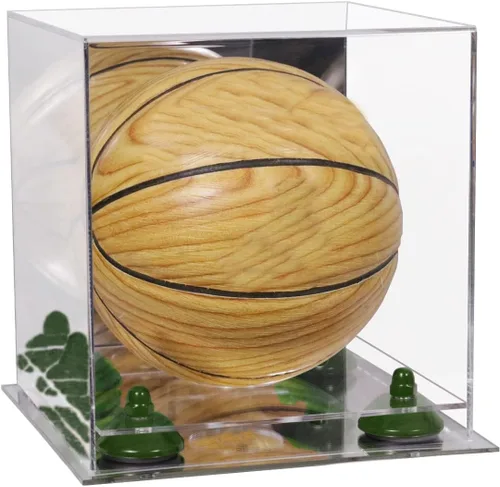 Vista 105 de Better Display Cases Mini acrílico - Miniatura (no tamaño completo) Baloncesto vitrina con elevadores negros y espejo (A015-BR)