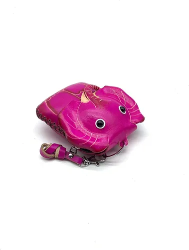 Vista 13 de Handmade Vintage Genuine Leather 3D Animal Elephant Coin Purse With Removable Wrist Strap (Brown)
