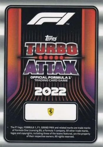 Vista 2 de Carta oficial de carreras de F1 de Fórmula 1 Turbo Attax #194 Charles Leclerc (Ferrari) 2022 en estado crudo (NM o mejor)