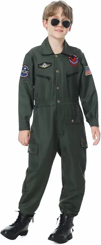 Vista 7 de Antsoldier Disfraz de piloto de combate para niños, disfraz de piloto, disfraz de aviador, disfraz de aviador, para niños, adultos, Halloween