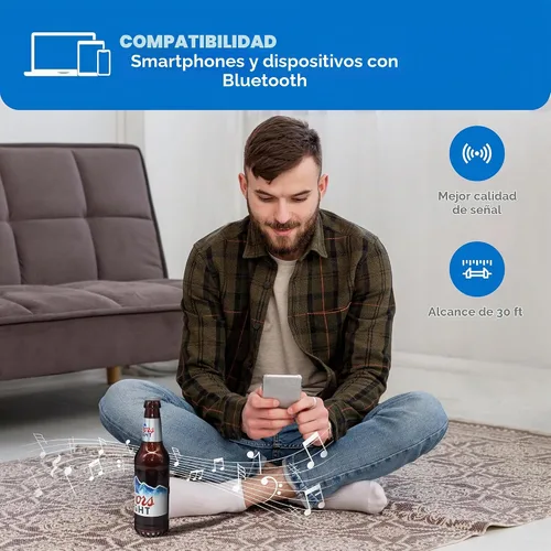 Vista 7 de Coors Light - Altavoz Bluetooth con Forma de Botella con Estéreo de Alta Fidelidad, Resistente a Salpicaduras, 6H de Reproducción y Puerto AUX