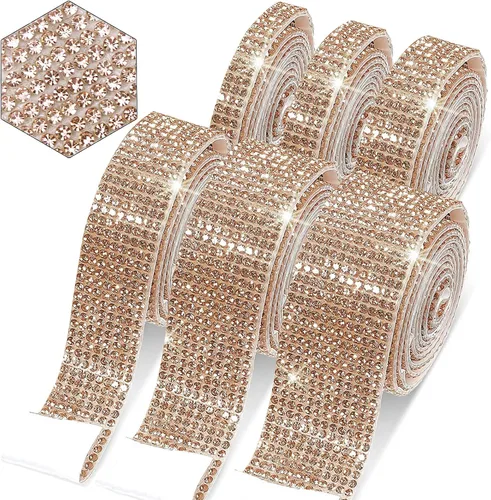 Vista 18 de 6 rollos de cinta de diamantes de imitación autoadhesiva con diamantes de imitación de 0.079 pulgadas (0.079 in) para manualidades, decoración de AB