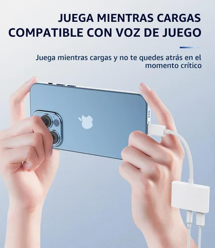 Vista 6 de Divisor auxiliar para iPhone 3 en 1 (paquete de 2) adaptador de conector de auriculares dual Lightning a conector de auriculares de 0.138 in
