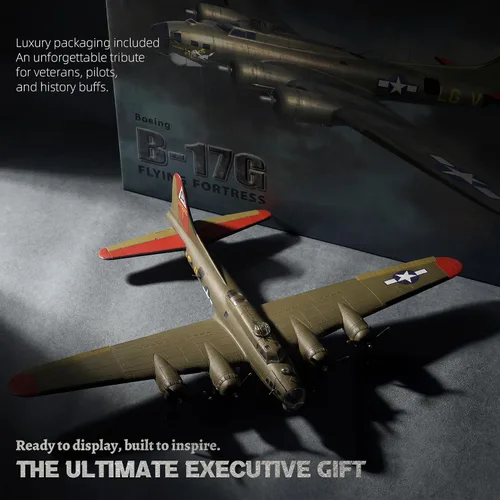 Vista 6 de NUOTIE Escala 1/72 B-17 Fortress Bomber (pintura verde) Pre-construcción de avión de guerra vintage de la Segunda Guerra Mundial avión de guerra
