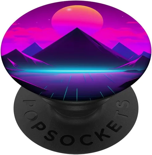 Vista 6 de PopSockets MagSafe PopGrip Retrowave Vaporwave Synthwave de los años 80 para iPhone