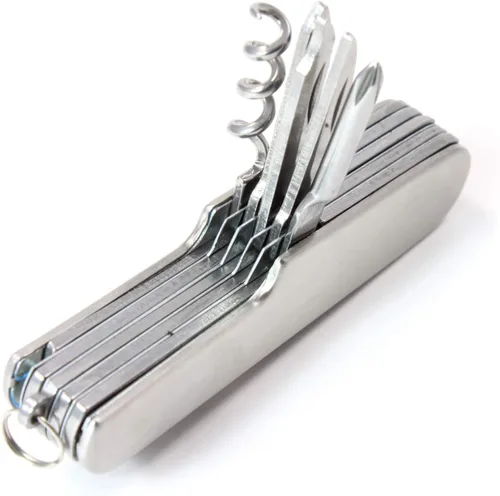 Vista 7 de Cuchillo de bolsillo EDC multiherramienta de acero inoxidable con bolsa de transporte