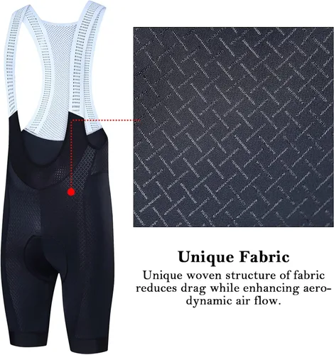 Vista 4 de Baberos de ciclismo para hombre, pantalones cortos de ciclismo para hombre, bicicleta de carretera, transpirables, acolchados, pantalones cortos