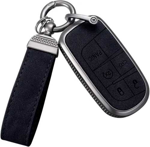 Vista 6 de YO&YOYE Funda para llavero Jeep, protección completa, compatible con llave inteligente Jeep de 3, 4, 5 botones, color negro