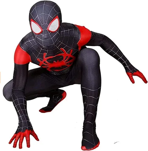 Vista 2 de EleDvB Disfraz de superhéroe para cosplay de Halloween, overol de elastano, overol de araña, estilo 3D