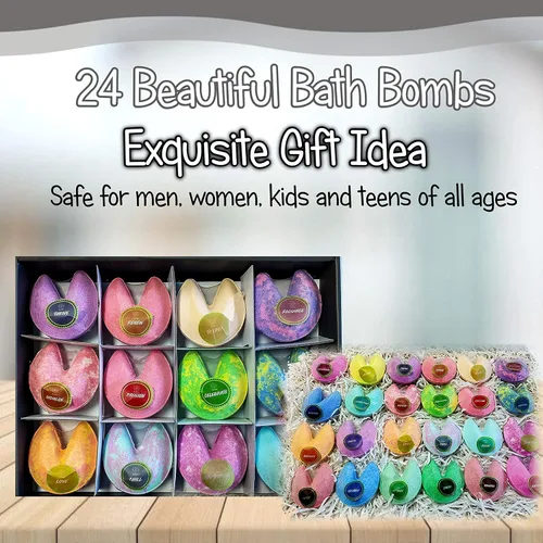 Vista 5 de Set de regalo de bombas de baño para mujeres, 24 bombas de baño relajantes y vaporizadores de ducha que dicen la fortuna. ¡El mejor recuerdo